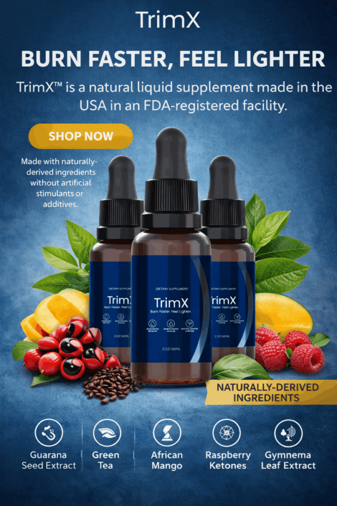 TrimX natural liquid dietary supplement drops – Made in USA in FDA-registered facility – Burn Faster Feel Lighter – with Guarana Seed Extract, Green Tea, African Mango, Raspberry Ketones and Gymnema Leaf Extract – no artificial stimulants or additives