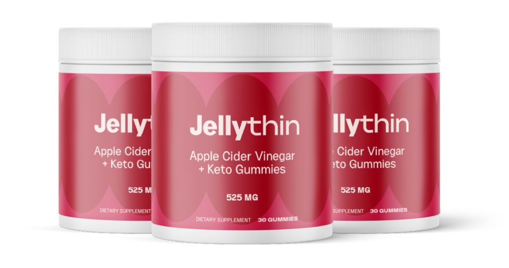 Jellythin apple cider vinegar keto gummies 3-jar pack – 90 gummies 525mg dietary supplement for 90-day weight management support