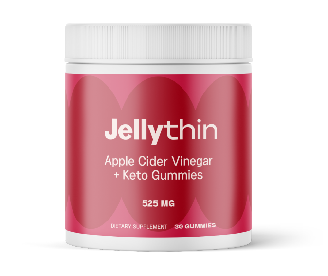 Jellythin apple cider vinegar keto gummies single jar front view – 525mg 30 gummies weight management dietary supplement
